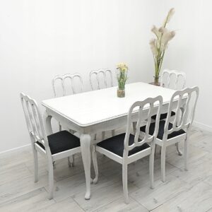 stylowy stół + 6 krzeseł ludwik, po profesjonalnej renowacji.